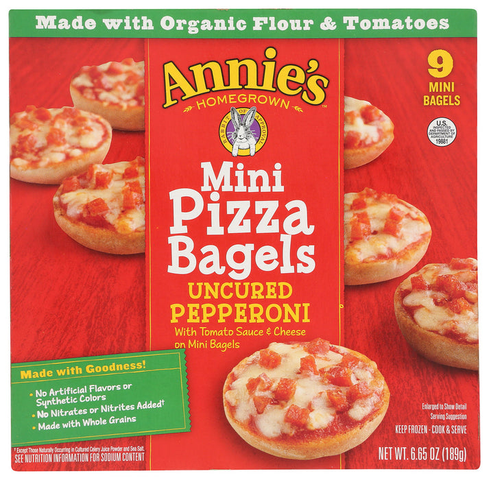ANNIE'S HOMEGROWN: Mini Pizza Bagels Uncured Pepperoni, 6.65 oz