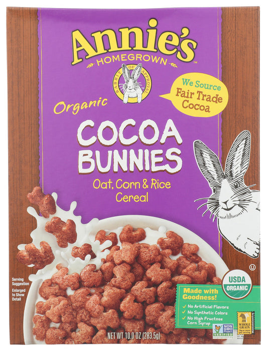 ANNIES HOMEGROWN: Organic Cocoa Bunnies Cereal, 10 oz