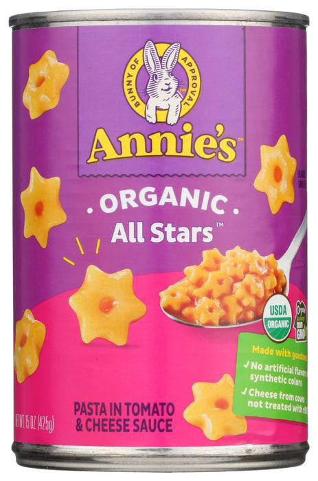 ANNIE'S HOMEGROWN: Organic All Stars Pasta in Tomato and Cheese Sauce, 15 Oz