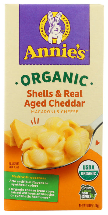 ANNIE'S HOMEGROWN: Organic Shells & Real Aged Cheddar Macaroni & Cheese, 6 Oz