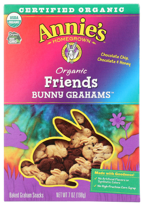 ANNIES HOMEGROWN: Friends Organic Bunny Grahams Honey Chocolate & Chocolate Chip, 7 oz