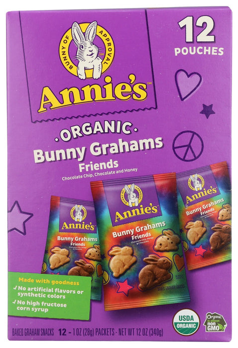 ANNIES HOMEGROWN: Organic Friends Bunny Grahams Baked Snacks 12 Pack, 12 oz