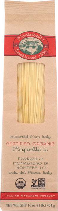 MONTEBELLO: Organic Capellini Pasta, 16 oz