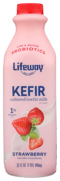 LIFEWAY: Kefir Lowfat Cultured Milk Strawberry Smoothie, 32 oz
