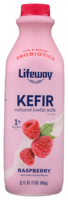 LIFEWAY: Kefir Raspberry Cultured Lowfat Milk Smoothie, 32 oz