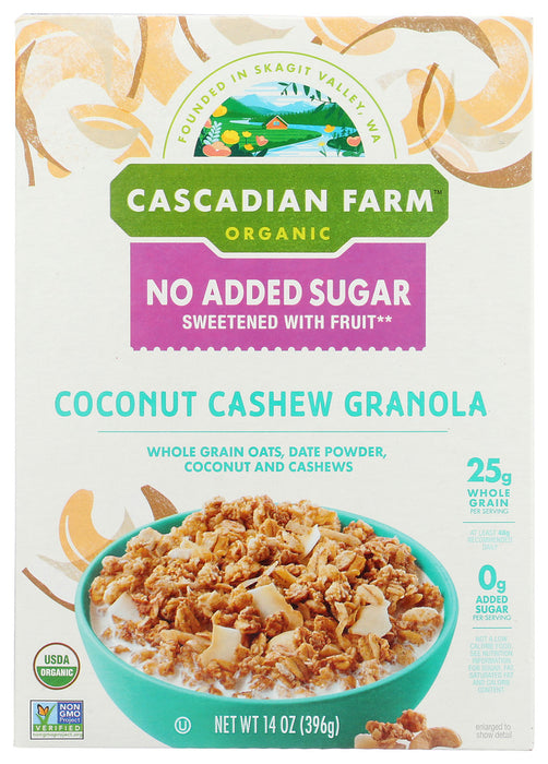 CASCADIAN FARM: Coconut Cashew Granola No Added Sugar, 14 oz