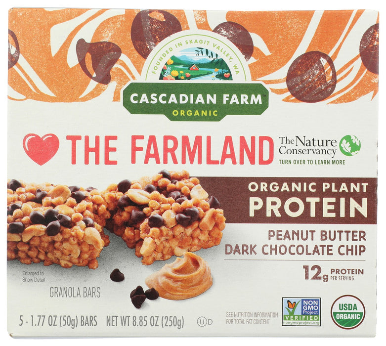 CASCADIAN FARM: Peanut Butter Dark Chocolate Chip Protein Chewy Bar, 8.85 oz