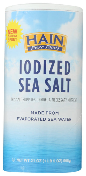 HAIN: Pure Foods Iodized Sea Salt, 21 oz
