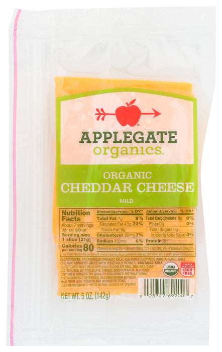 APPLEGATE: Organic Mild Cheddar Cheese, 7 oz