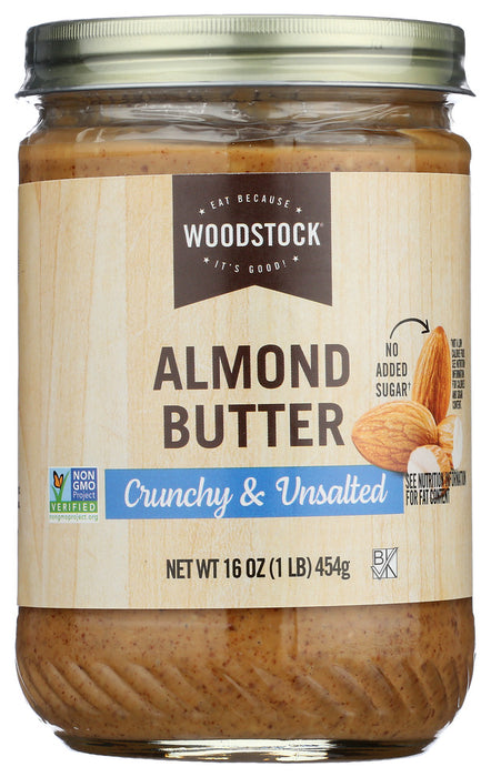 WOODSTOCK: Almond Butter Unsalted Crunch, 16 oz