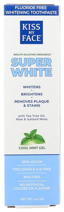 KISS MY FACE: Whitening Cool Mint Gel Fluoride Free Toothpaste, 4.5 oz