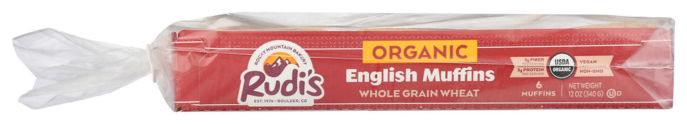 RUDI'S: Organic Bakery Organic Whole Grain Wheat English Muffins, 12 oz