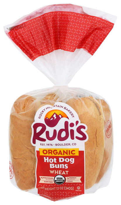 RUDIS: Organic Bakery Organic Wheat Hot Dog Rolls, 12 oz