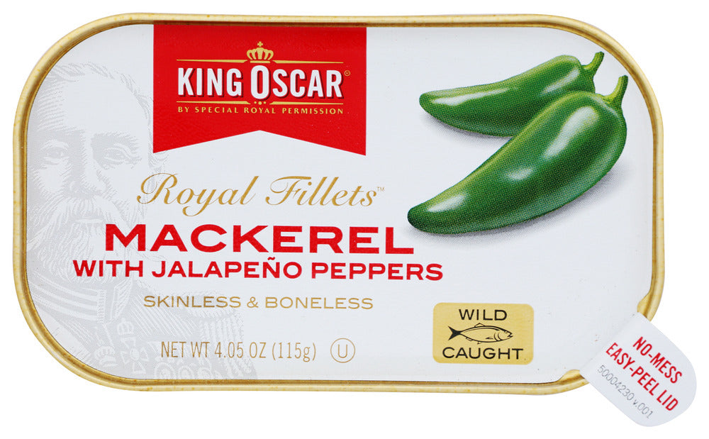 KING OSCAR: Mackerel Fillet Jalapeno Peppers, 4.05 oz