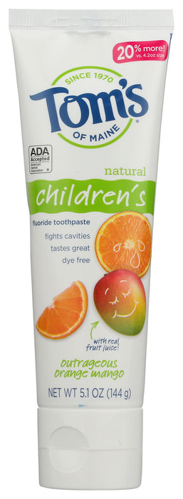 TOMS OF MAINE: Toothpaste Anti Cavities Orange Mango, 5.1 oz