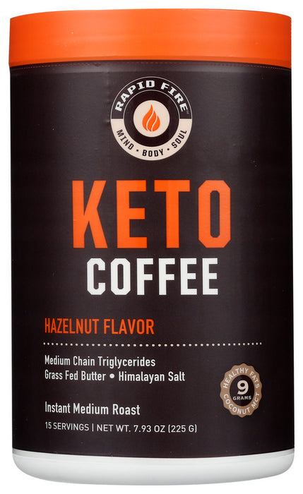 RAPID FIRE: Keto Coffee Hazelnut Flavor, 7.93 oz