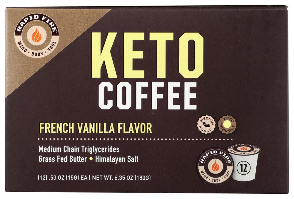 RAPID FIRE: Keto Coffee Pods French Vanilla Flavor, 12 ea