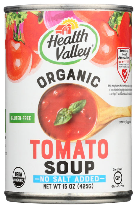 HEALTH VALLEY: Organic Tomato Soup No Salt Added, 15 Oz