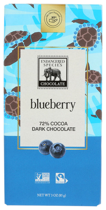 ENDANGERED SPECIES: Natural Dark Chocolate Bar with Blueberries, 3 Oz