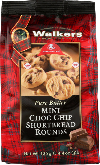 WALKERS: Shortbread Rounds Mini Chocolate Chip, 4.4 OZ