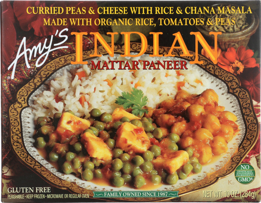 AMY'S: Indian Mattar Paneer, 10 Oz