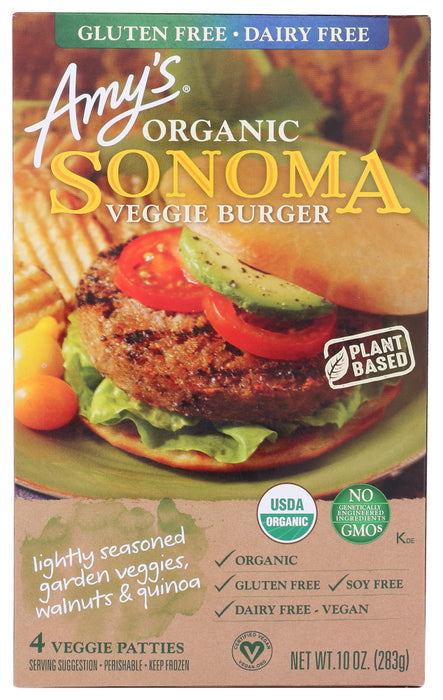 AMY'S: Gluten and Dairy Free Sonoma Veggie Burger, 10 oz