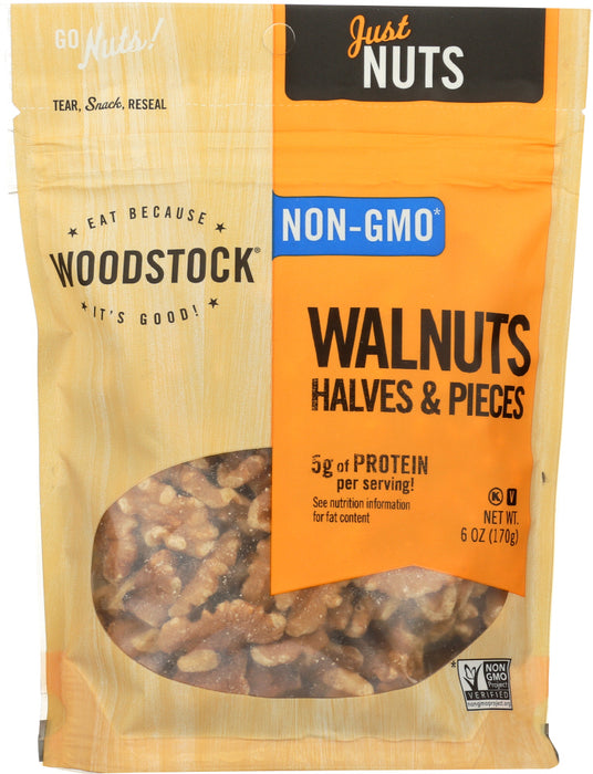 WOODSTOCK: Walnuts Halves And Pieces, 6 oz
