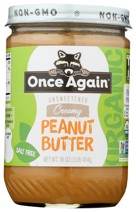 ONCE AGAIN: Organic Peanut Butter Creamy No Salt, 16 oz