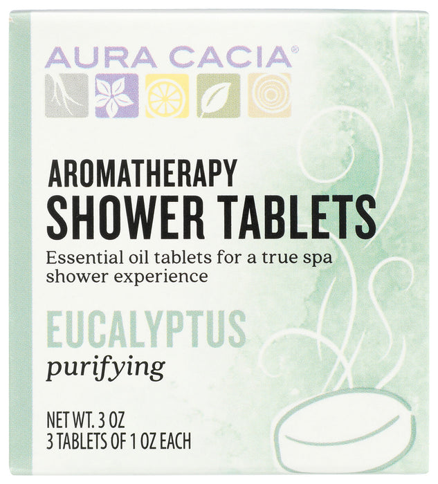AURA CACIA: Aromatherapy Shower Tablets Purifying Eucalyptus 3 tablets (1 oz each), 3 oz