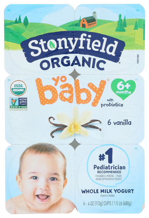 STONYFIELD: Organic Yobaby Vanilla Yogurt 6 Pack (4 oz each), 24 oz