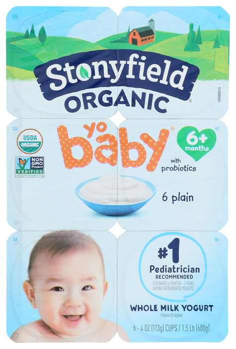 STONYFIELD: Organic YoBaby Plain Yogurt 6 Pack (4 oz each), 24 oz