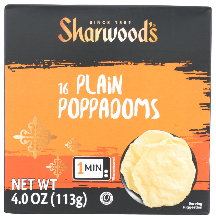 SHARWOOD'S: Puppodums Plain, 4 oz