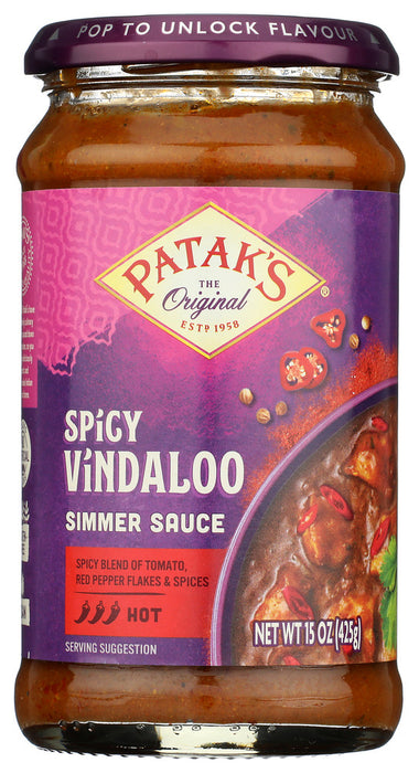 PATAKS: Vindaloo Spicy Curry Simmer Sauce, 15 oz
