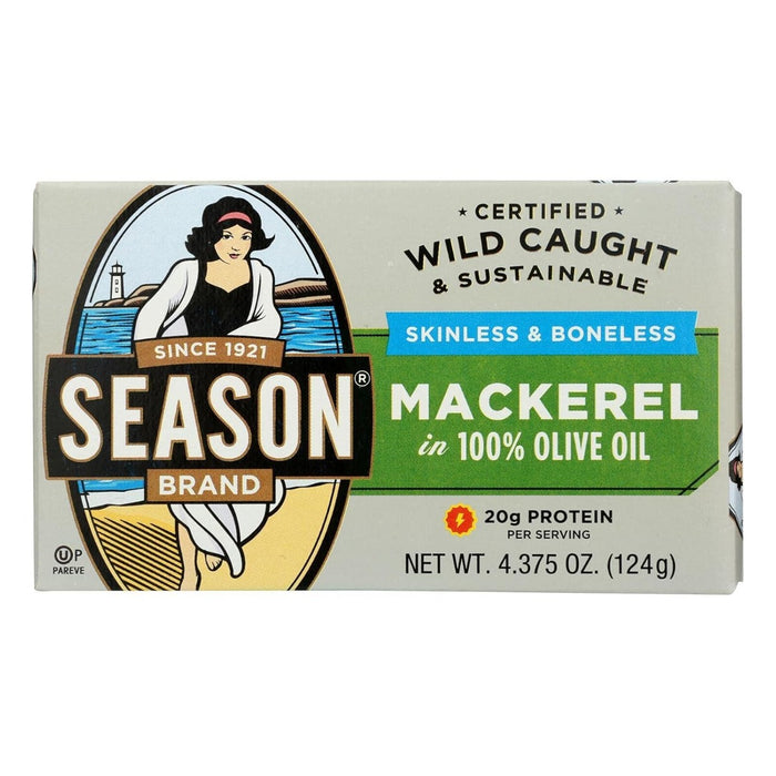 SEASONS: Mackerel Fillets in Olive Oil, 4.375 oz