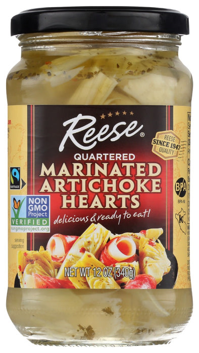 REESE: Quartered Marinated Artichoke Hearts, 12 Oz