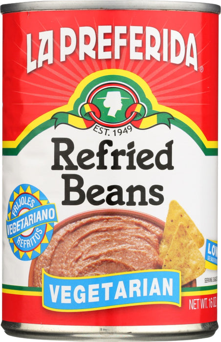LA PREFERIDA: Refried Beans Vegetarian Low Fat, 16 oz