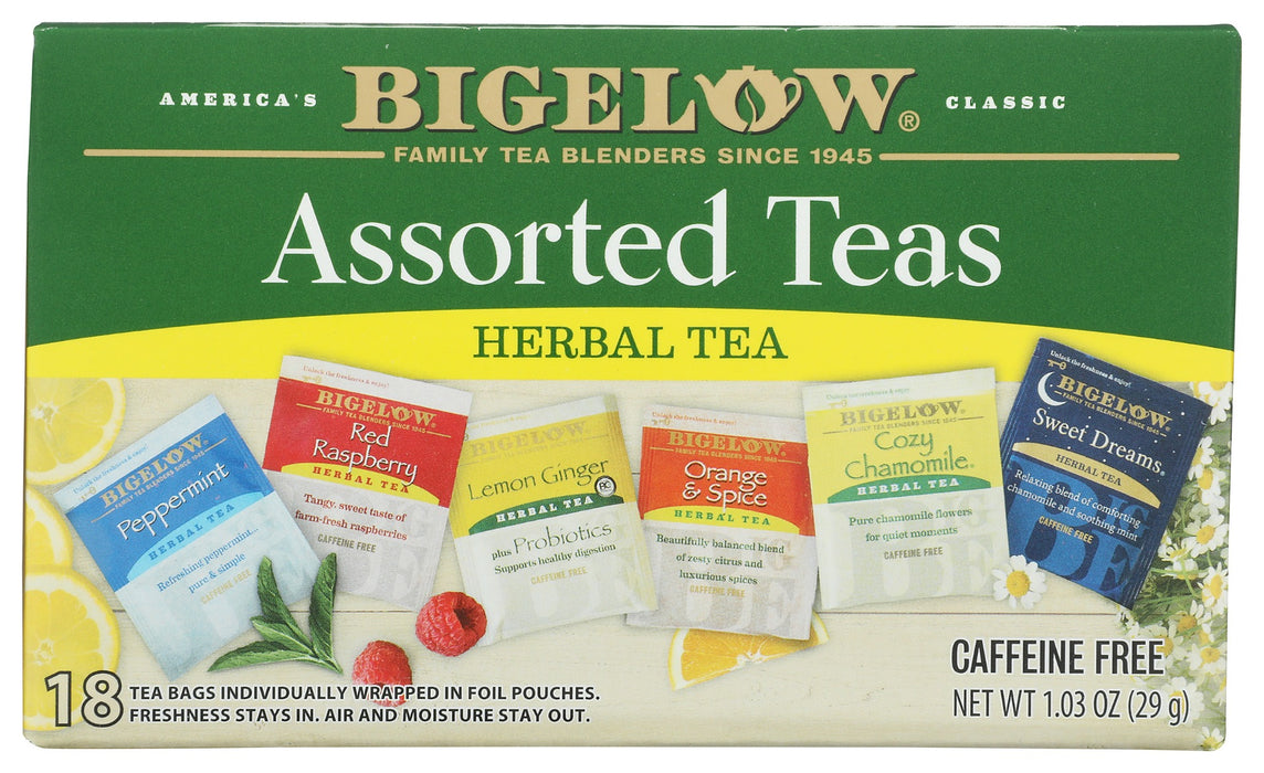 BIGELOW: Assorted Herb Teas Six Variety Pack Caffeine Free 18 Tea Bags