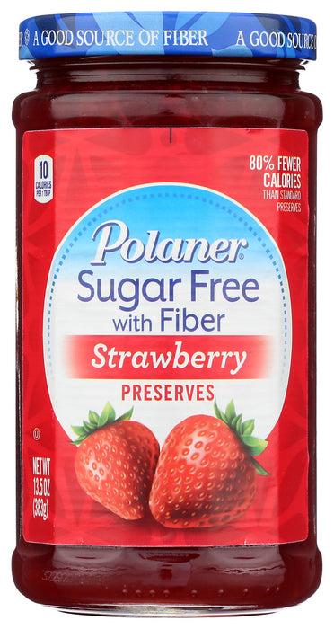 POLANER: Sugar Free Strawberry Preserves with Fiber, 13.5 oz