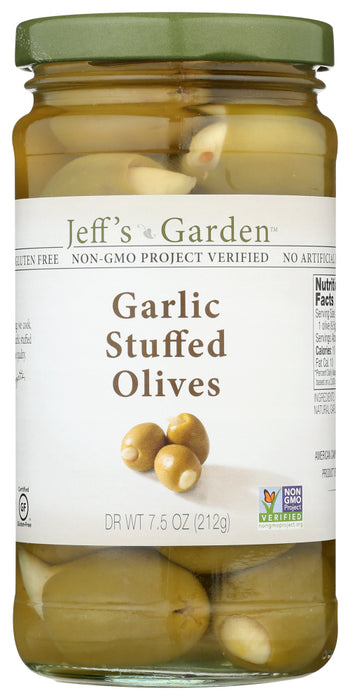 JEFF'S NATURALS: Garlic Stuffed Olives, 7.5 oz