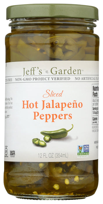 JEFFS GARDEN: Sliced Hot Jalapeño Peppers, 12 fo