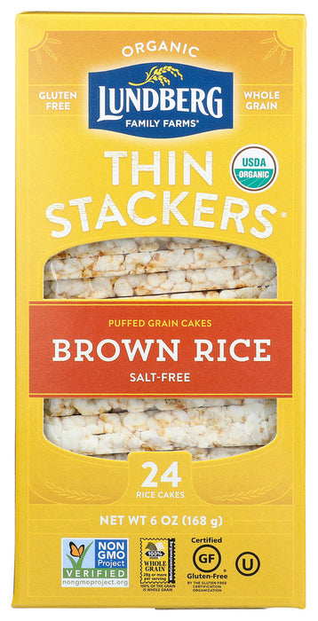 LUNDBERG: Organic Thin Stackers Salt Free, 6 oz