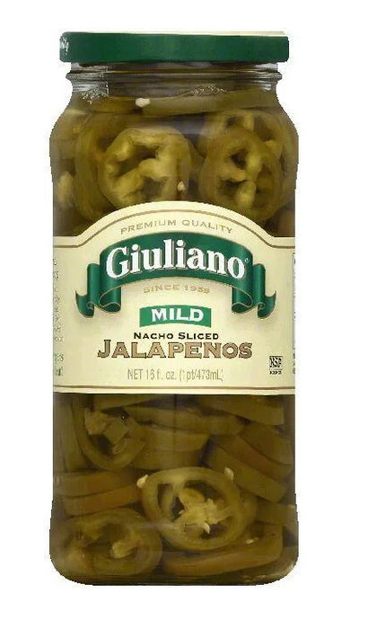 GIULIANO: Mild Nacho Sliced Jalapenos, 16 oz