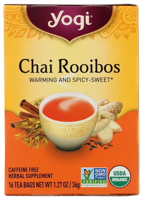 YOGI TEAS: Organic Chai Rooibos Warming Spicy-Sweet, 16 Tea Bags