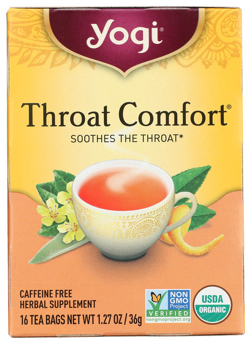 YOGI TEA: Organic Throat Comfort Caffeine Free, 16 Tea Bags