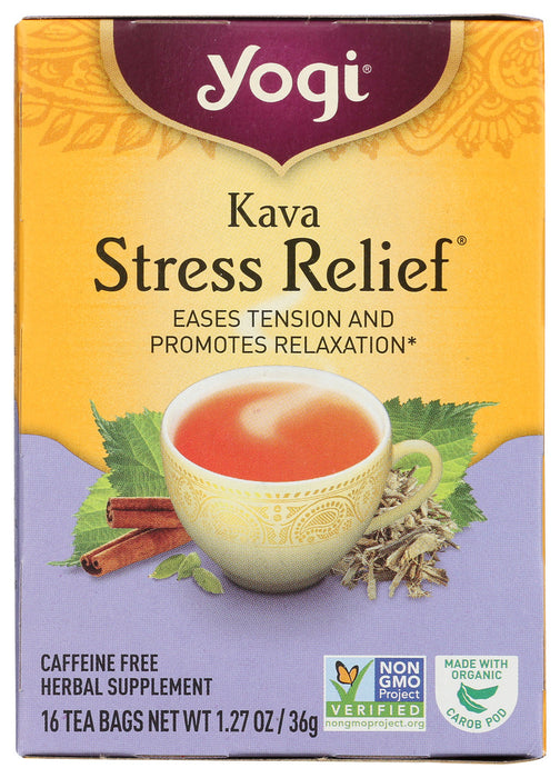 YOGI TEAS: Kava Stress Relief Natural Organic Caffeine Free, 16 Tea Bags