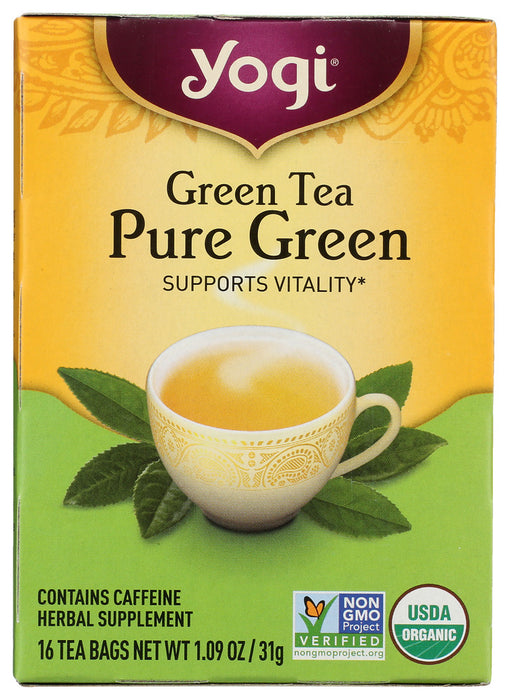 YOGI TEAS: Organic Green Tea Pure Green, 16 Tea Bags