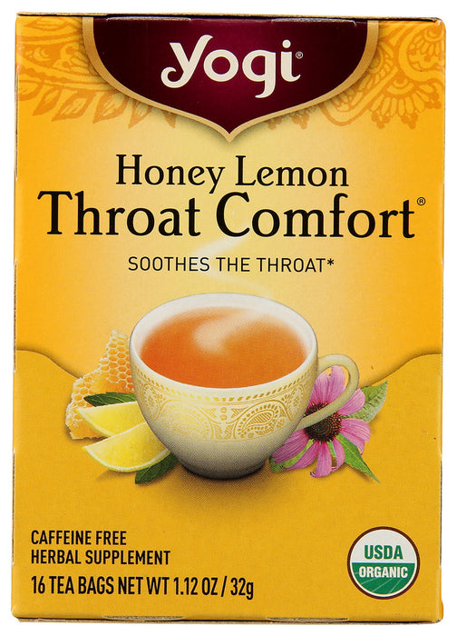 YOGI TEAS: Herbal Tea Honey Lemon Throat Comfort, 16 Tea Bags