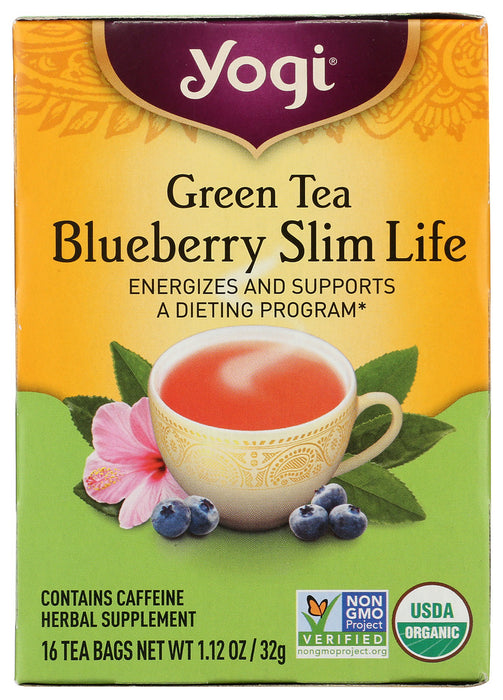 YOGI TEAS: Green Tea Blueberry Slim Life, 16 Tea Bags