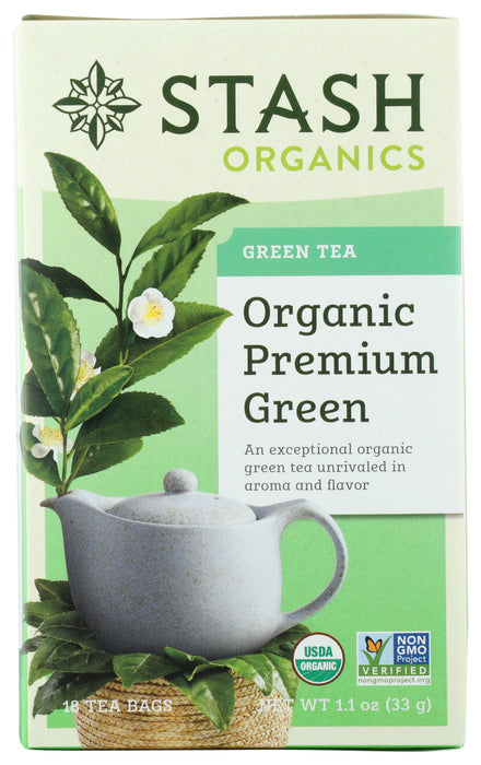 STASH TEA: Organic Premium Green Tea 18 Tea Bags, 1.1 oz