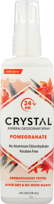 CRYSTAL ESSENCE: Mineral Deodorant Body Spray Pomegranate, 4 oz